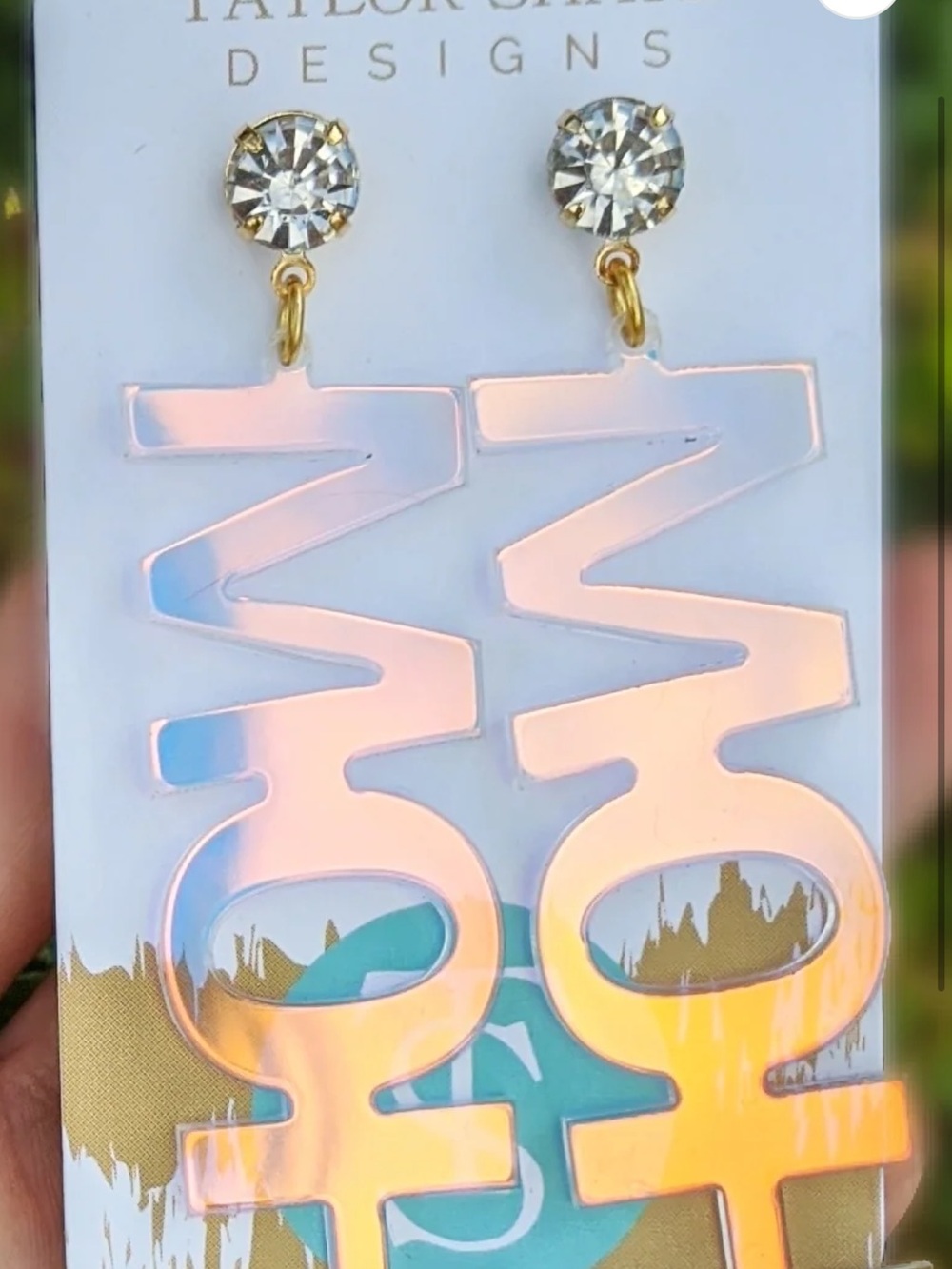 Taylor Shaye Designs 'MOH' Iridescent Acrylic Earrings - Pink/Blue - Picture 2 of 4